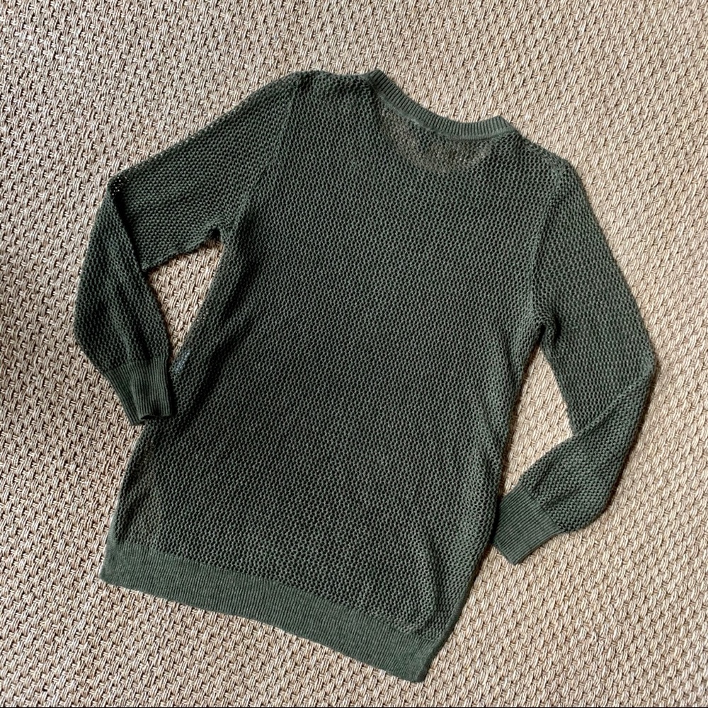 Banana Republic Olive Green Open Knit Sweater XL - Picture 2 of 6